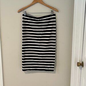 Express Black and White Stripe Casual Midi Pencil Fitted Skirt Size Large